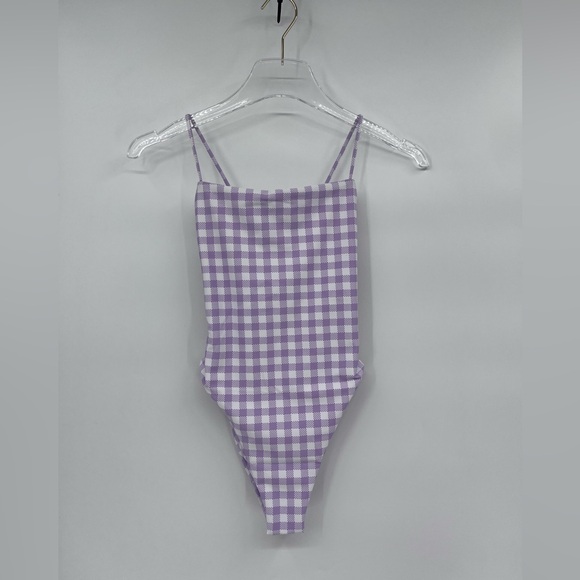 Skatie X amber fillerup Clark purple gingham print one piece swimsuit size Xs - Picture 2 of 8